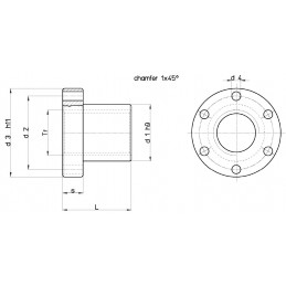 Bronze Trapezmøtrik 20x4 med flange